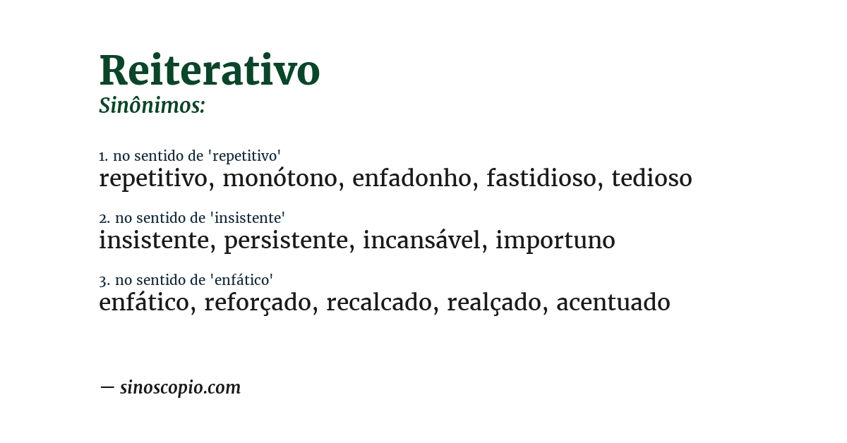 Sinônimo de reiterativo