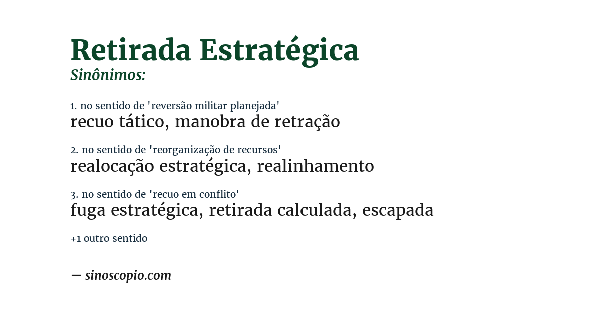 Sinônimo de retirada estratégica