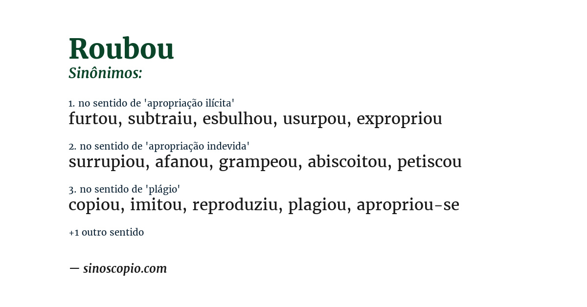 Sinônimo de roubou