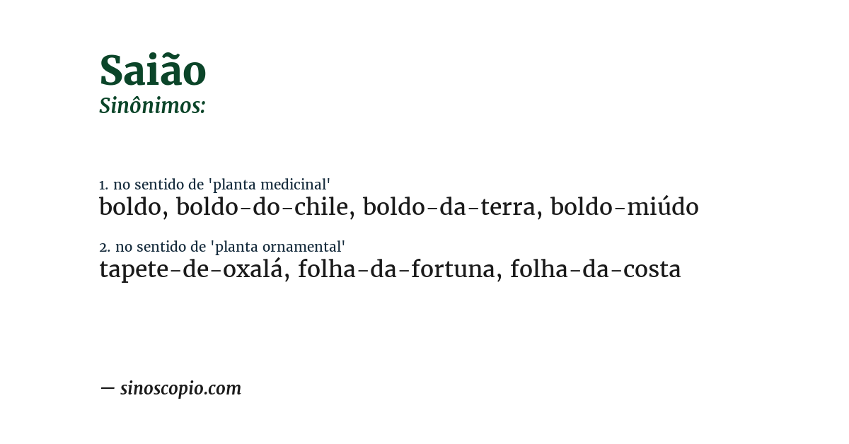 Sinônimo de saião
