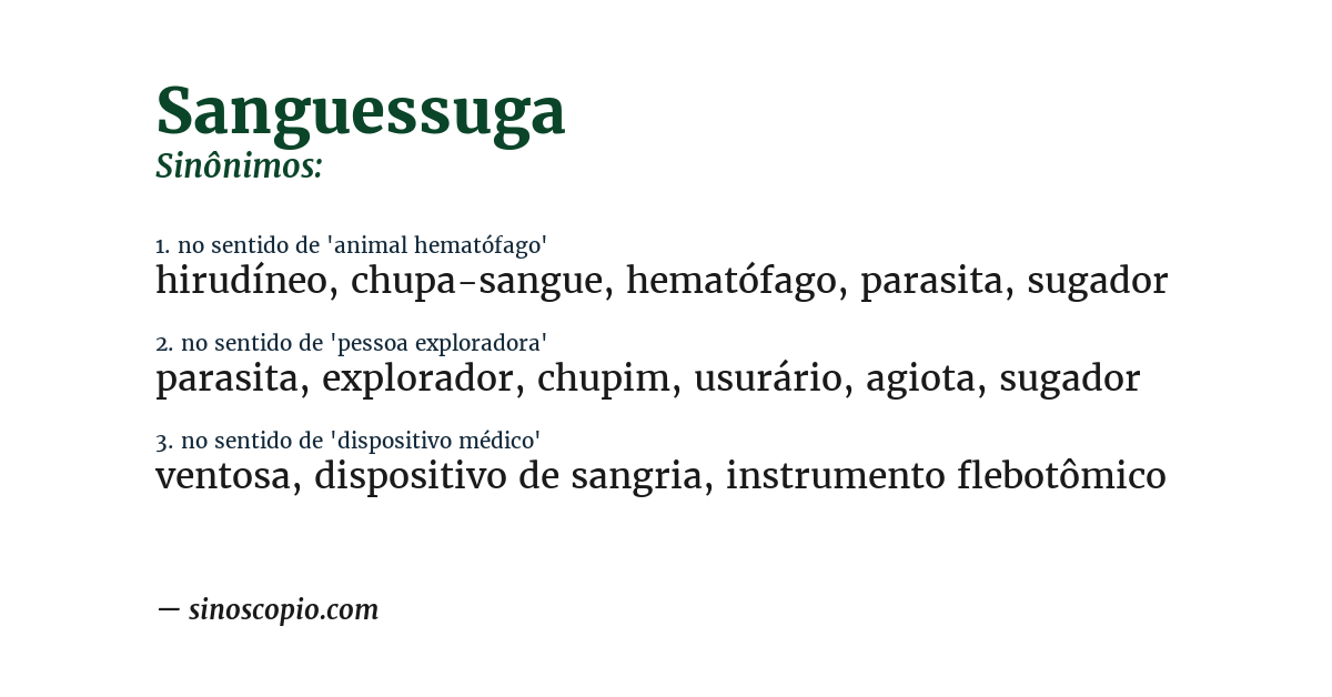 Sinônimo de sanguessuga