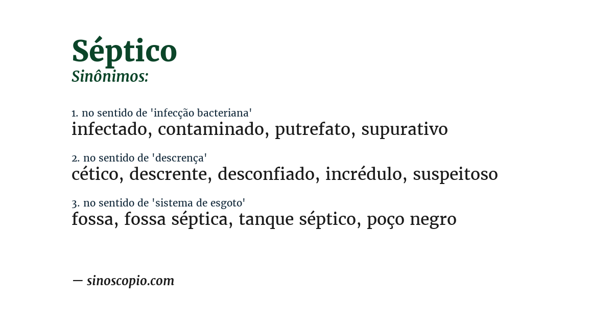 Sinônimo de séptico
