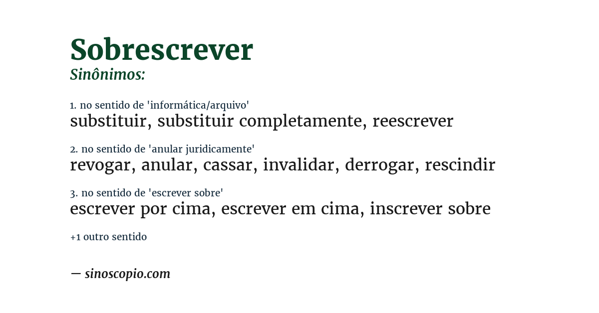 Sinônimo de sobrescrever