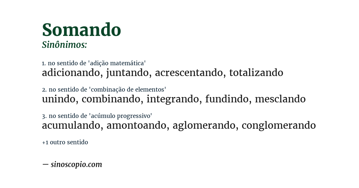 Sinônimo de somando
