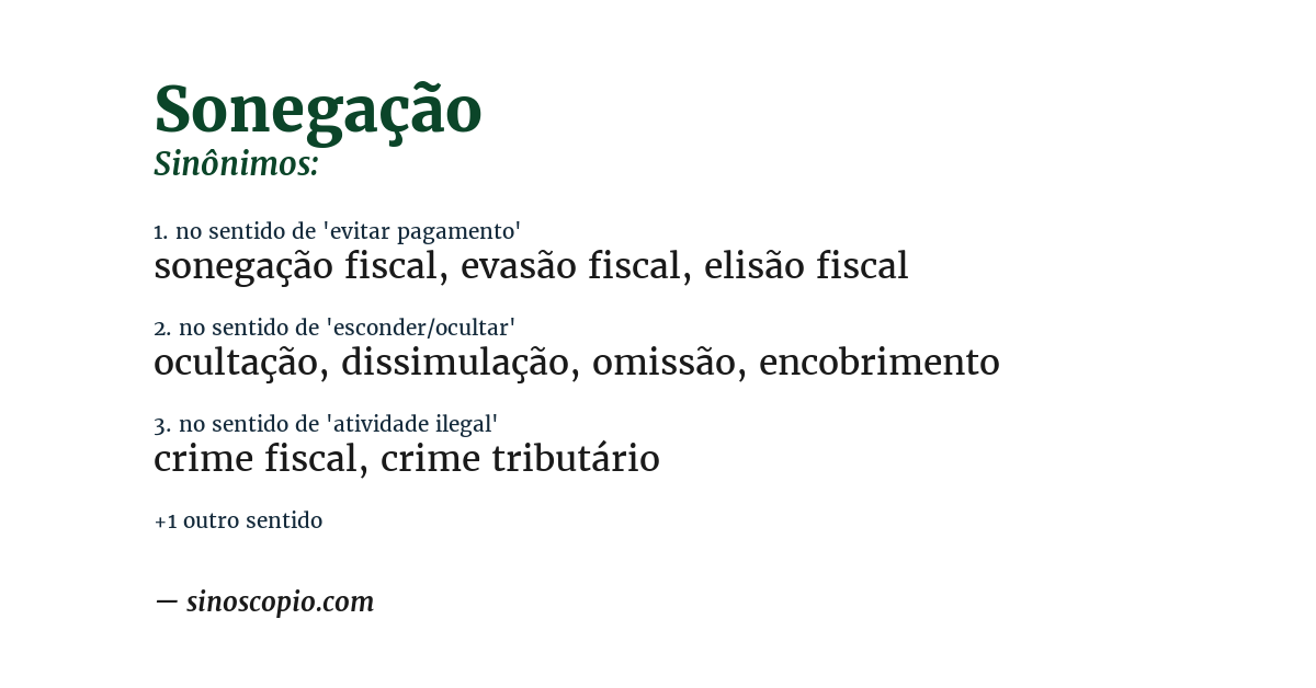 Sinônimo de sonegação