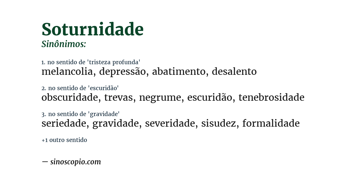 Sinônimo de soturnidade