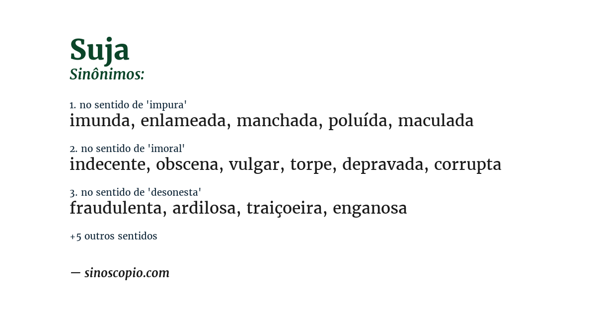 Sinônimo de suja