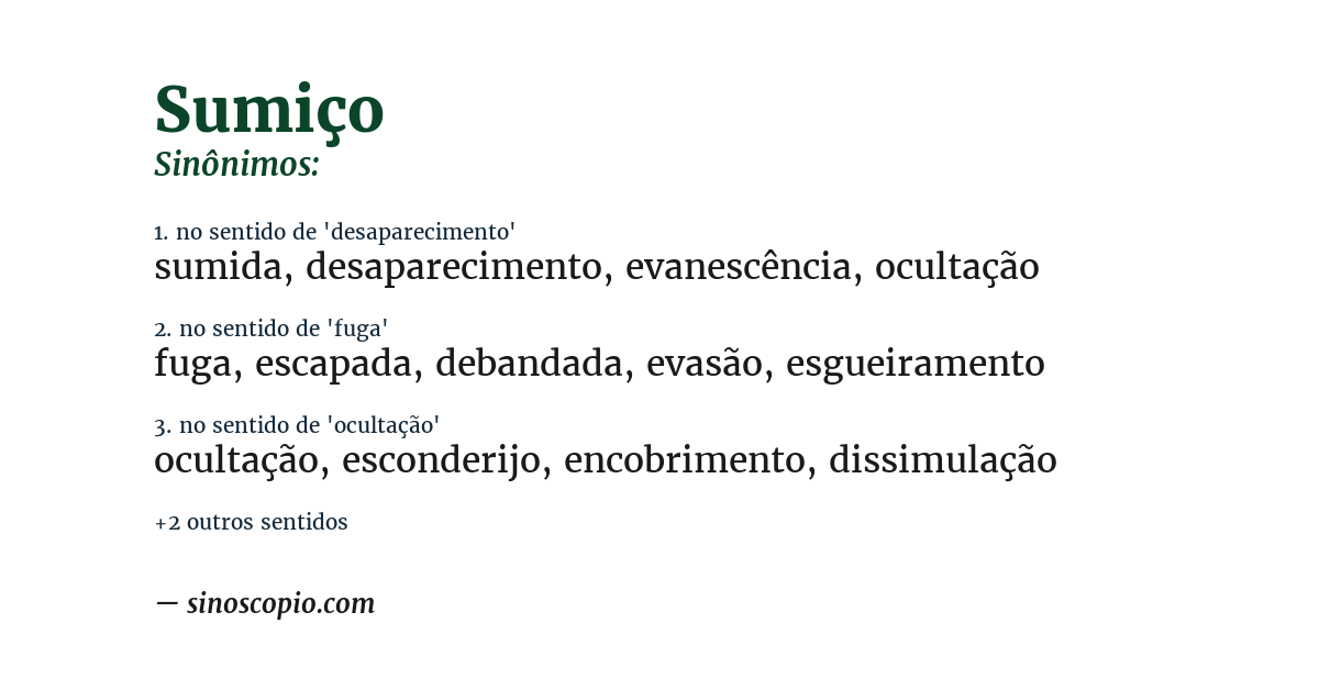 Sinônimo de sumiço