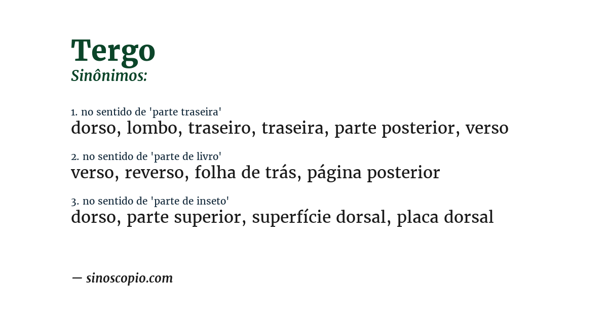 Sinônimo de tergo