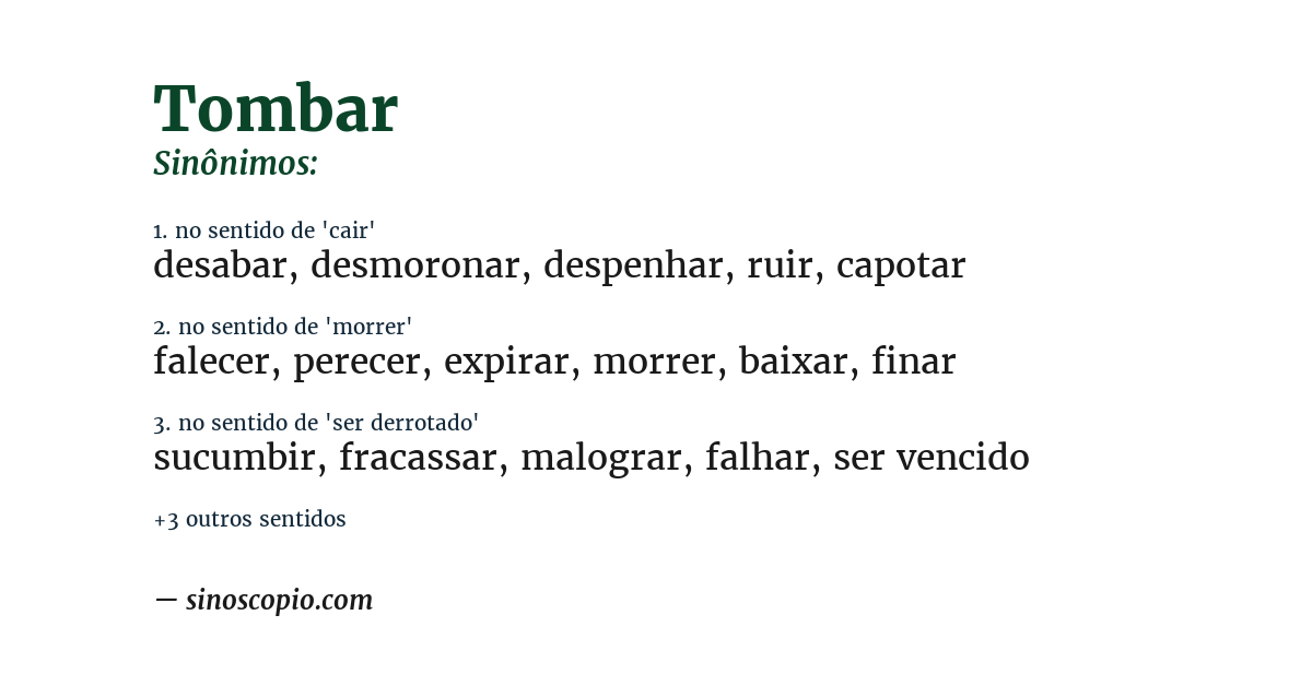 Sinônimo de tombar