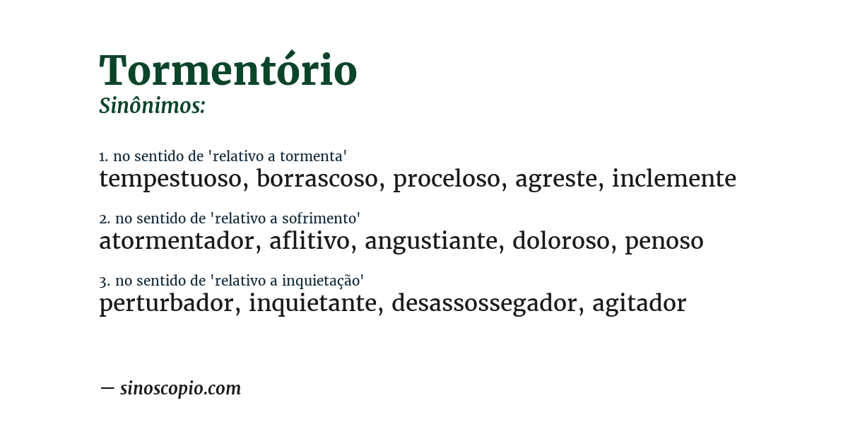 Sinônimo de tormentório