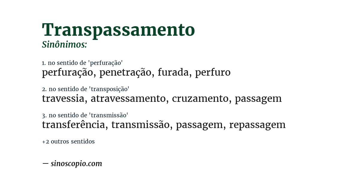 Sinônimo de transpassamento