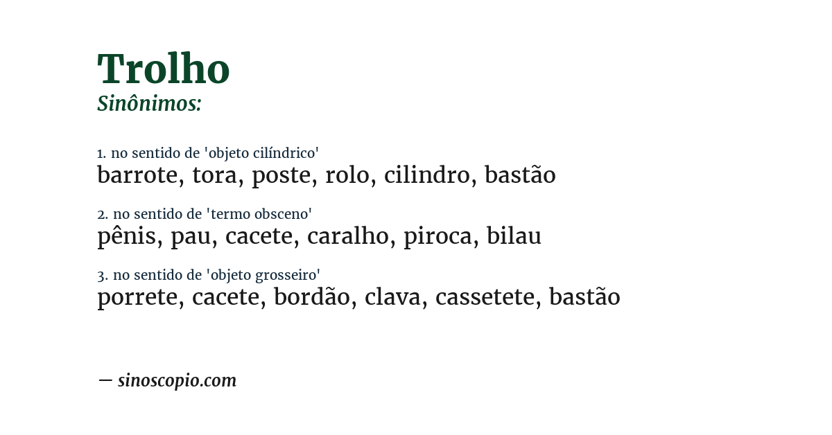 Sinônimo de trolho