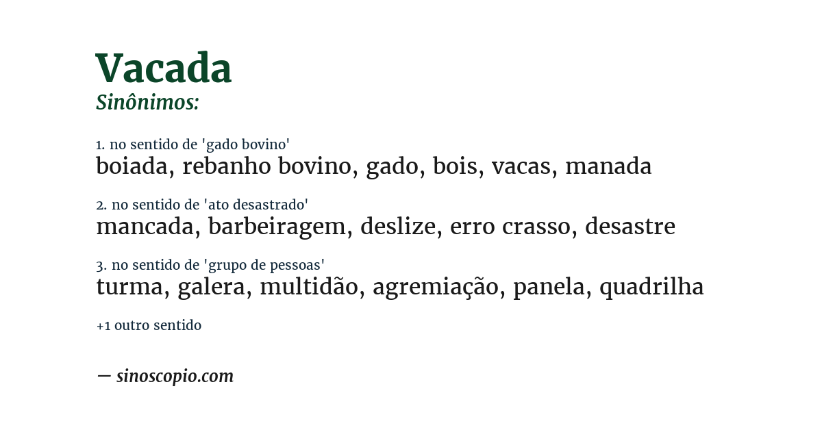 Sinônimo de vacada