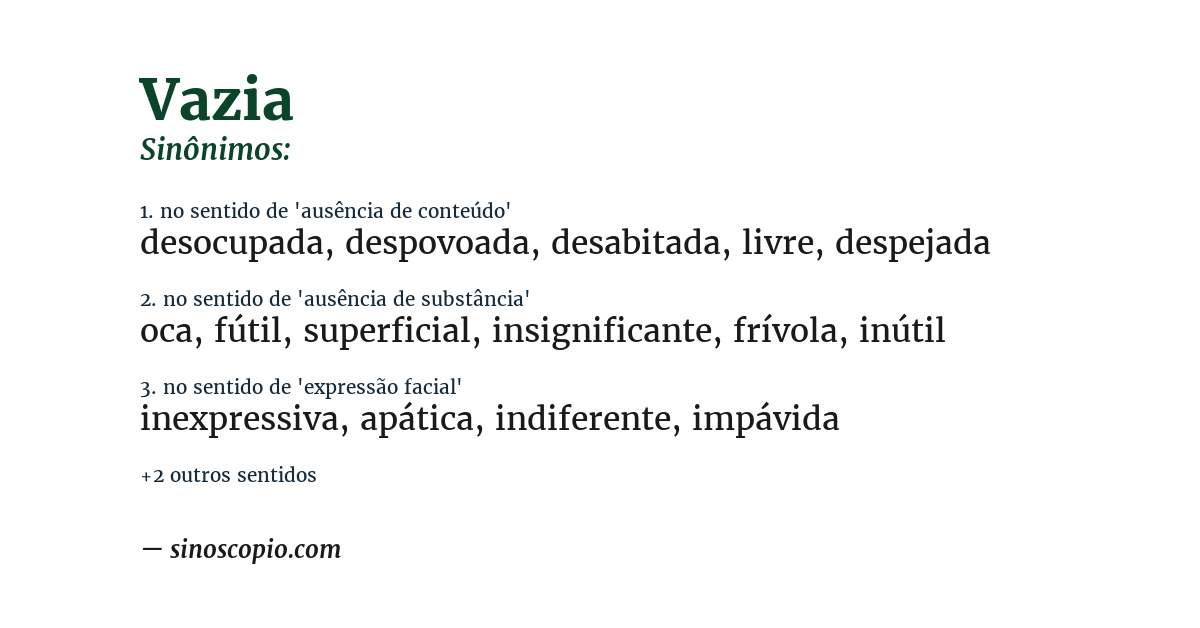 Sinônimo de vazia