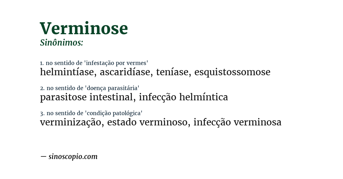 Sinônimo de verminose
