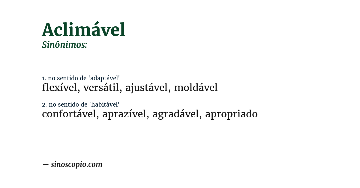 Sinônimo de aclimável