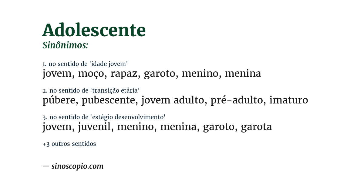 Sinônimo de adolescente