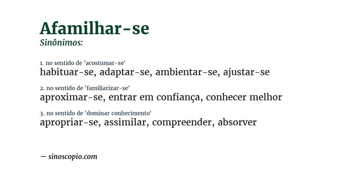 Sinônimo de afamilhar-se