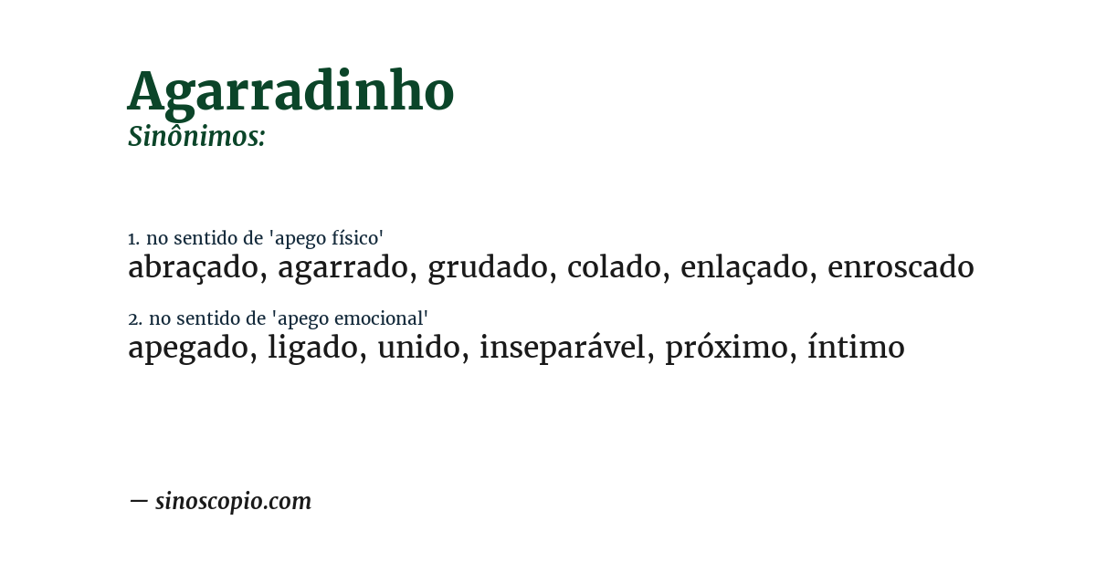 Sinônimo de agarradinho