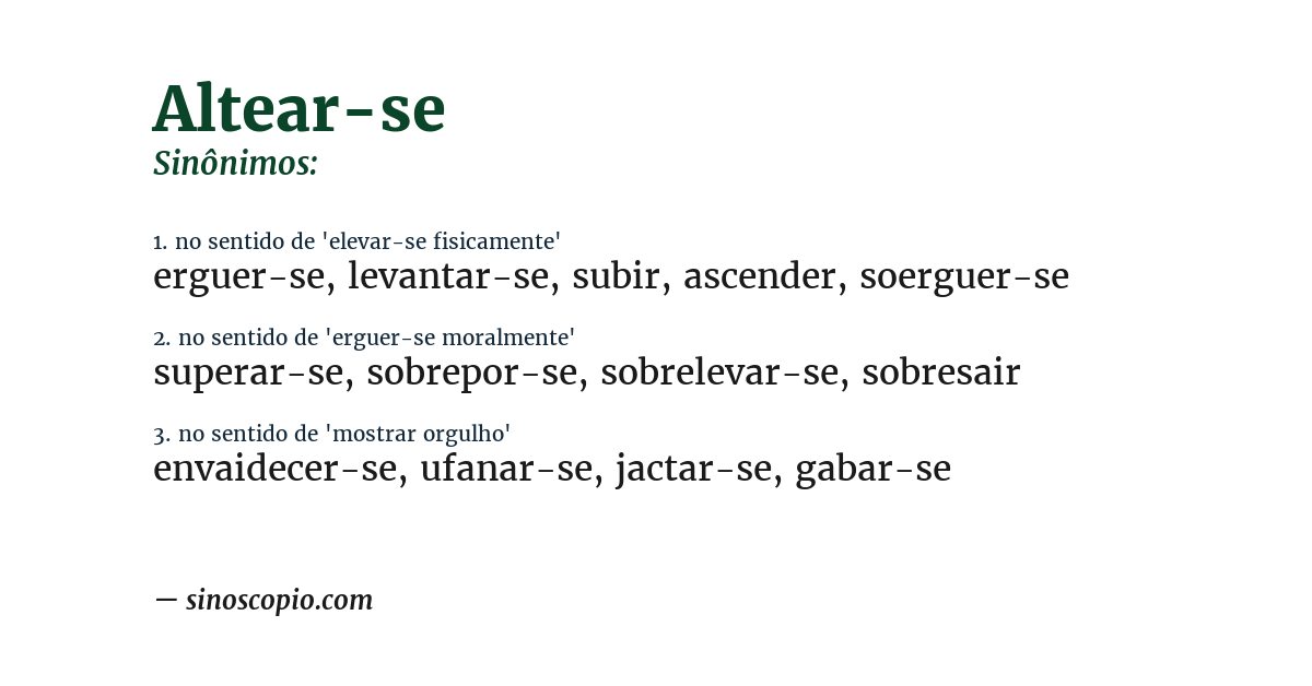 Sinônimo de altear-se