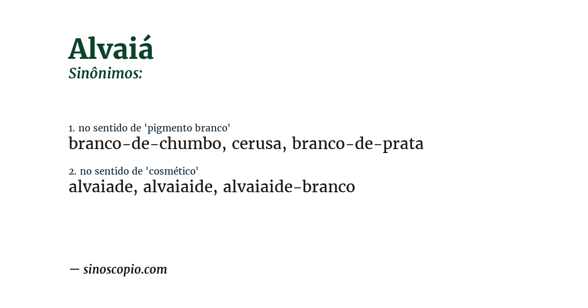 Sinônimo de alvaiá