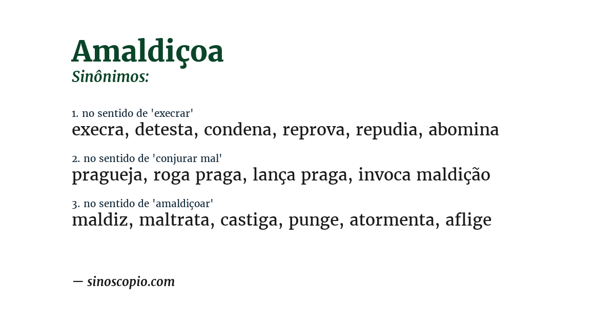 Sinônimo de amaldiçoa