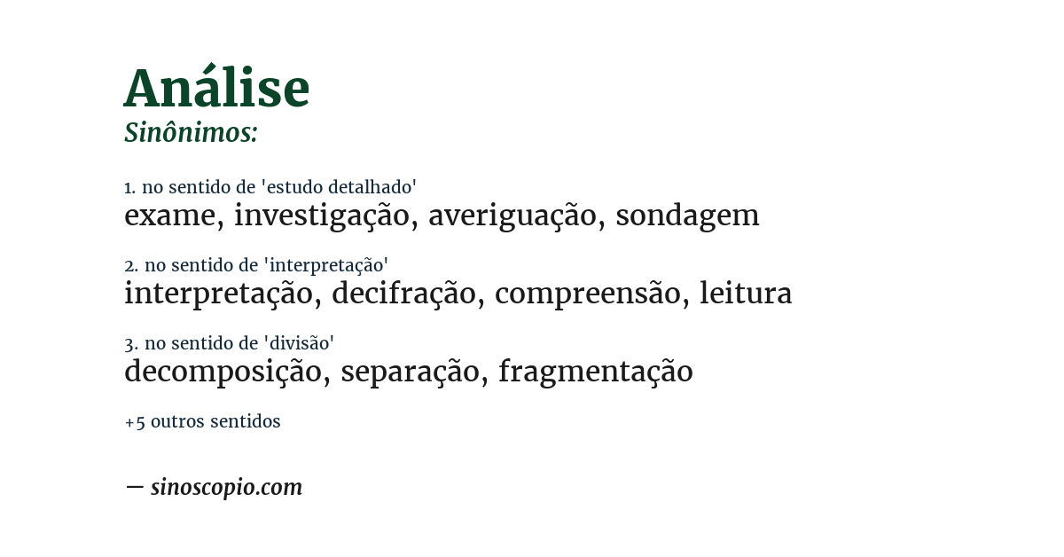 Sinônimo de análise