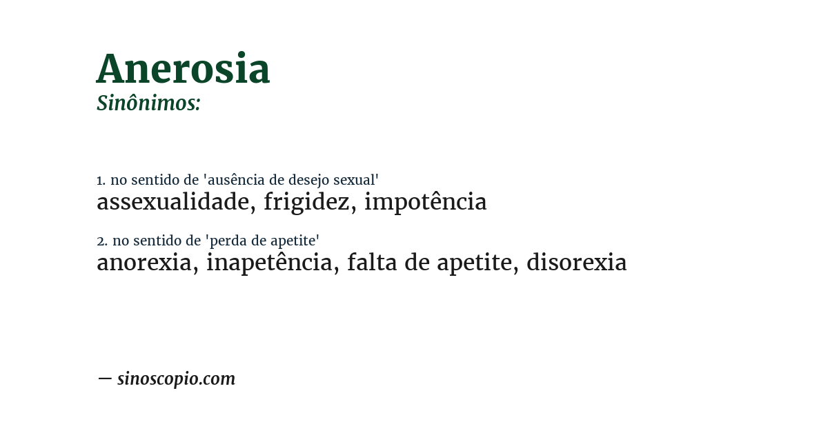 Sinônimo de anerosia