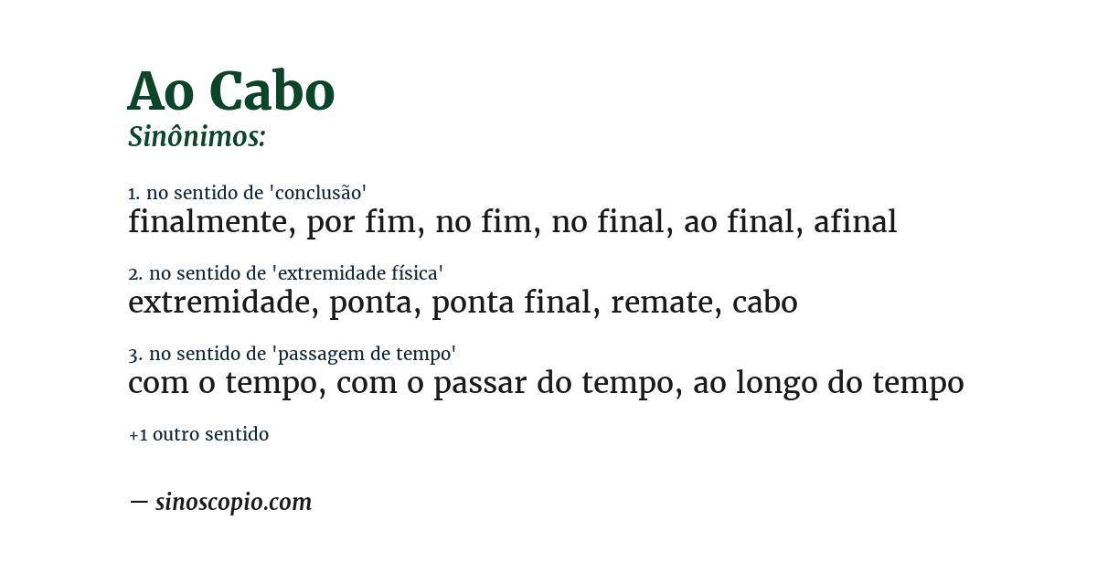 Sinônimo de ao cabo