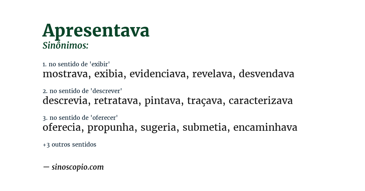 Sinônimo de apresentava