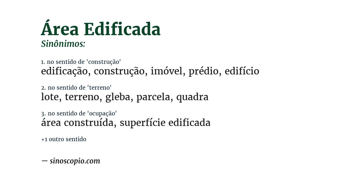 Sinônimo de área edificada