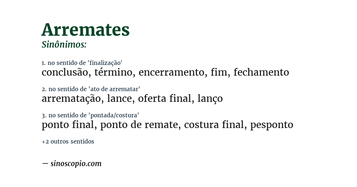 Sinônimo de arremates