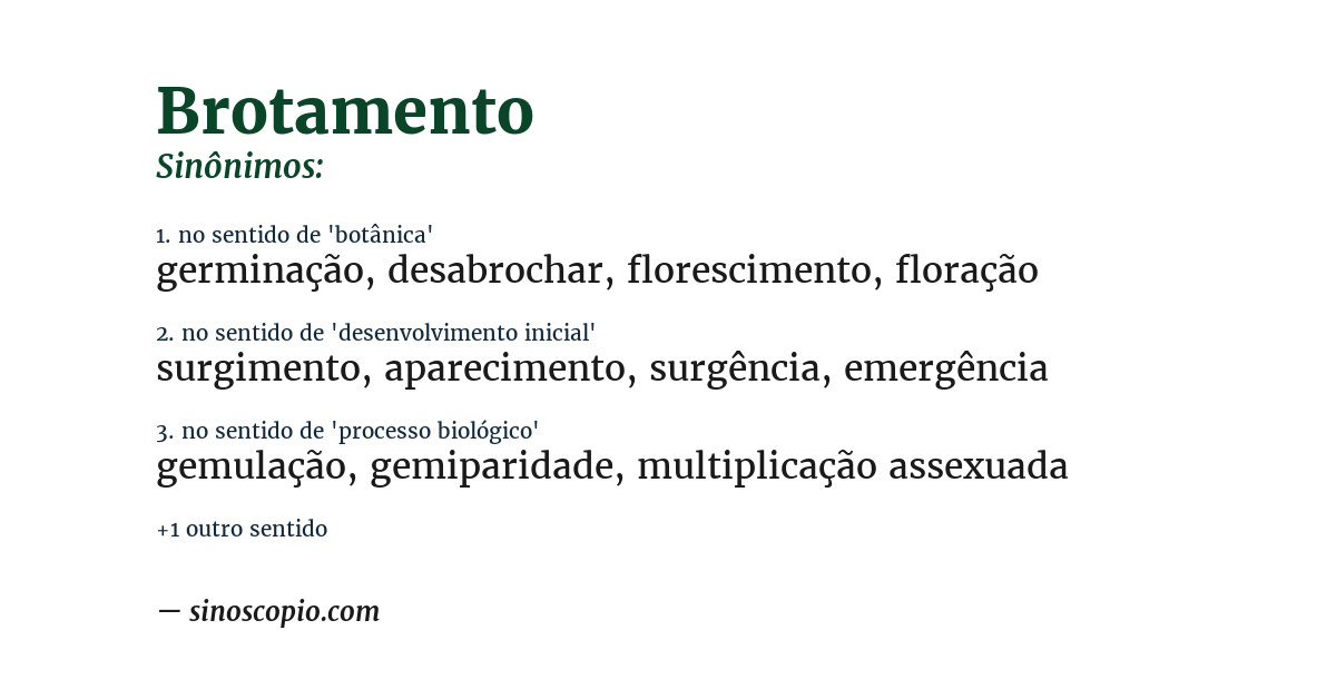 Sinônimo de brotamento