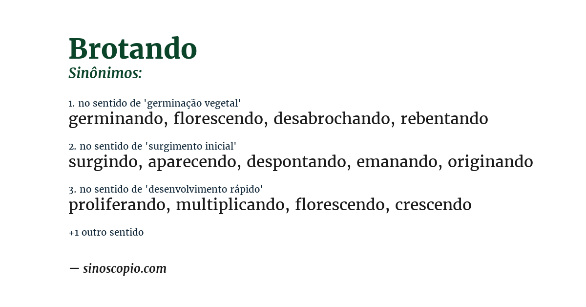 Sinônimo de brotando