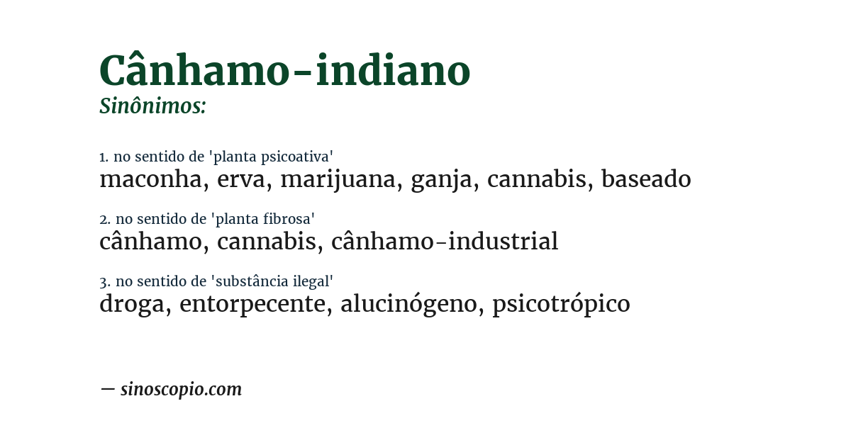 Sinônimo de cânhamo-indiano