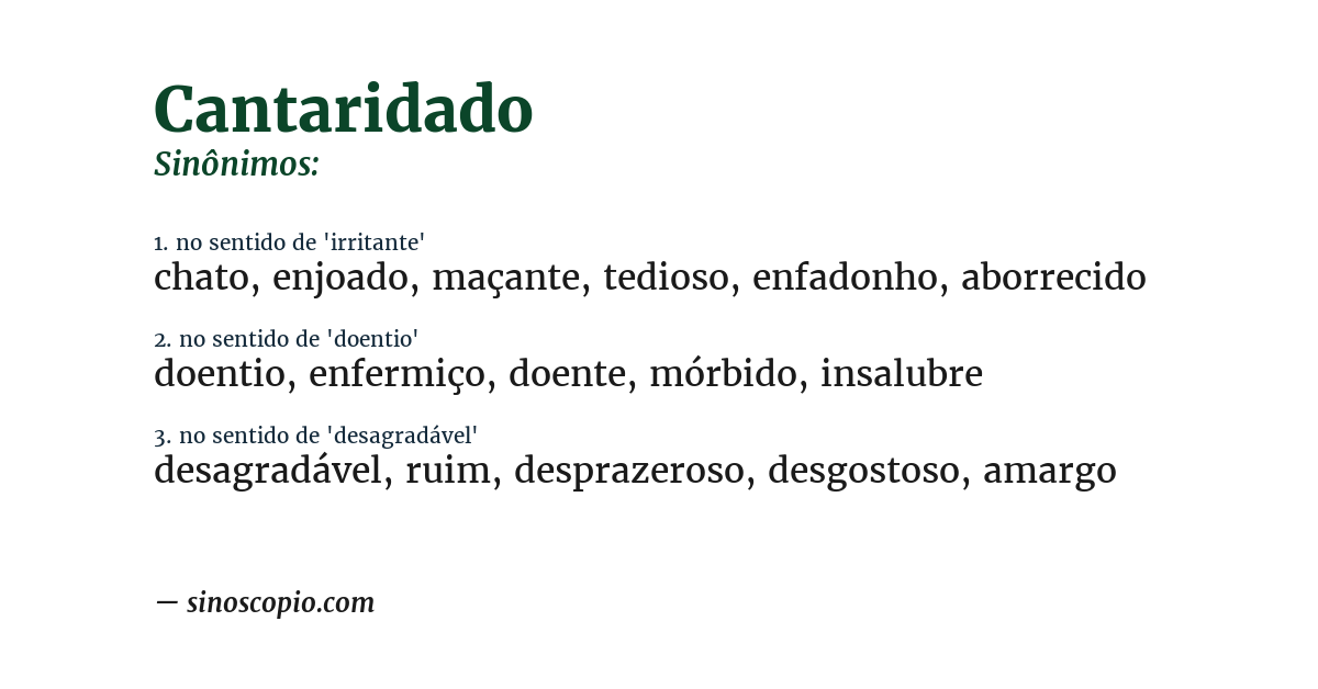 Sinônimo de cantaridado
