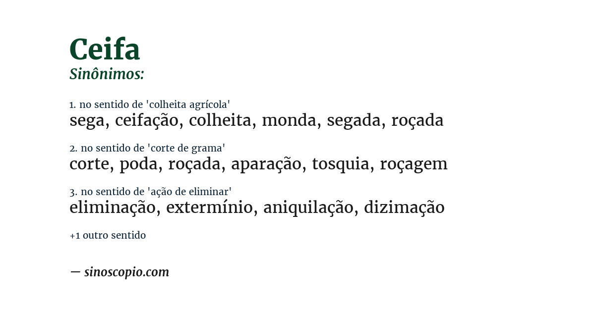 Sinônimo de ceifa