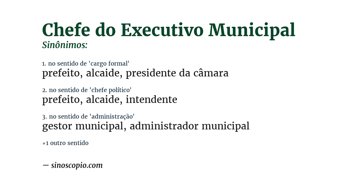 Sinônimo de chefe do executivo municipal