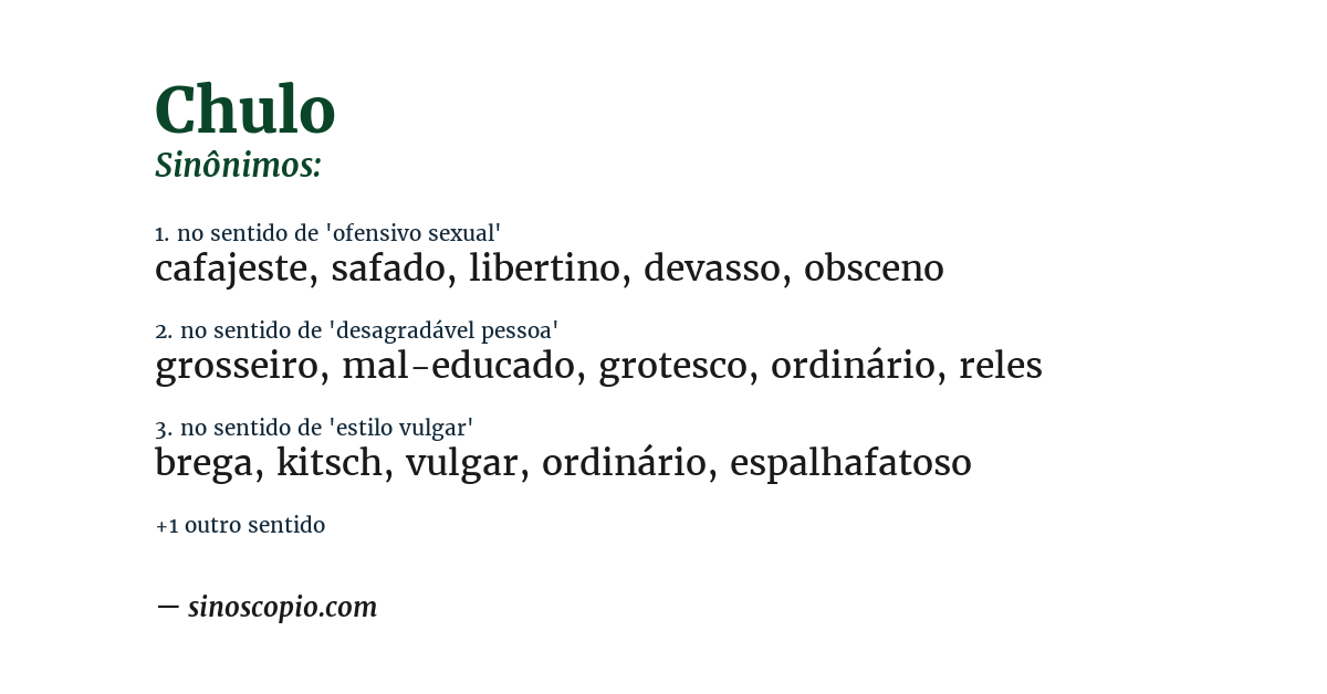 Sinônimo de chulo