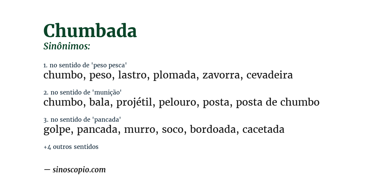 Sinônimo de chumbada