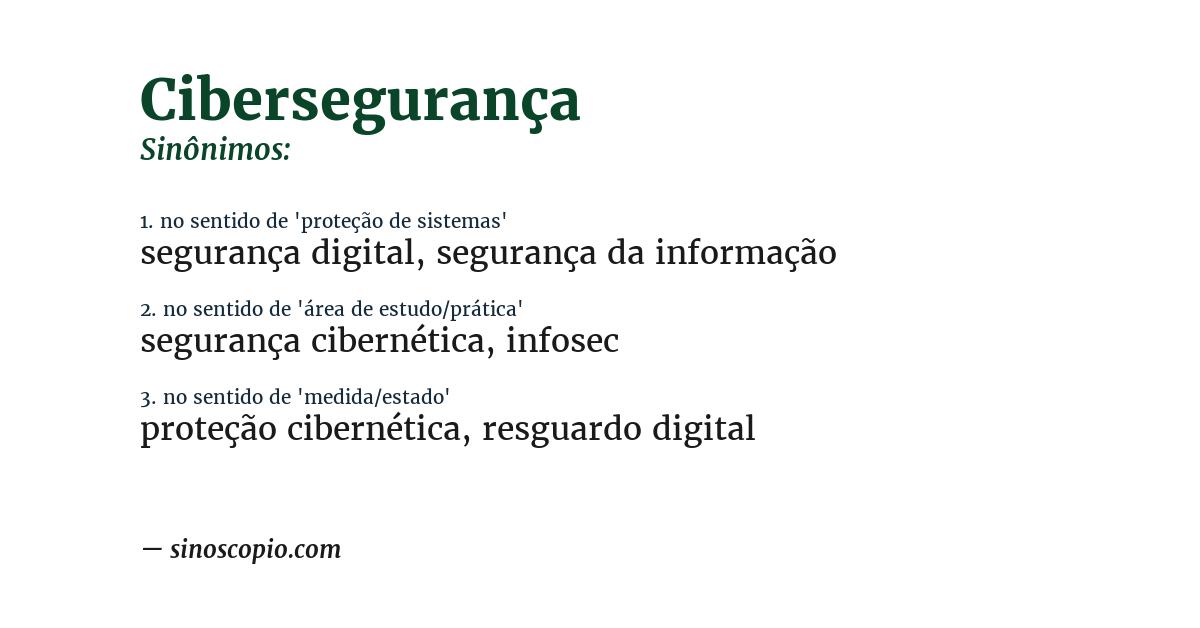 Sinônimo de cibersegurança