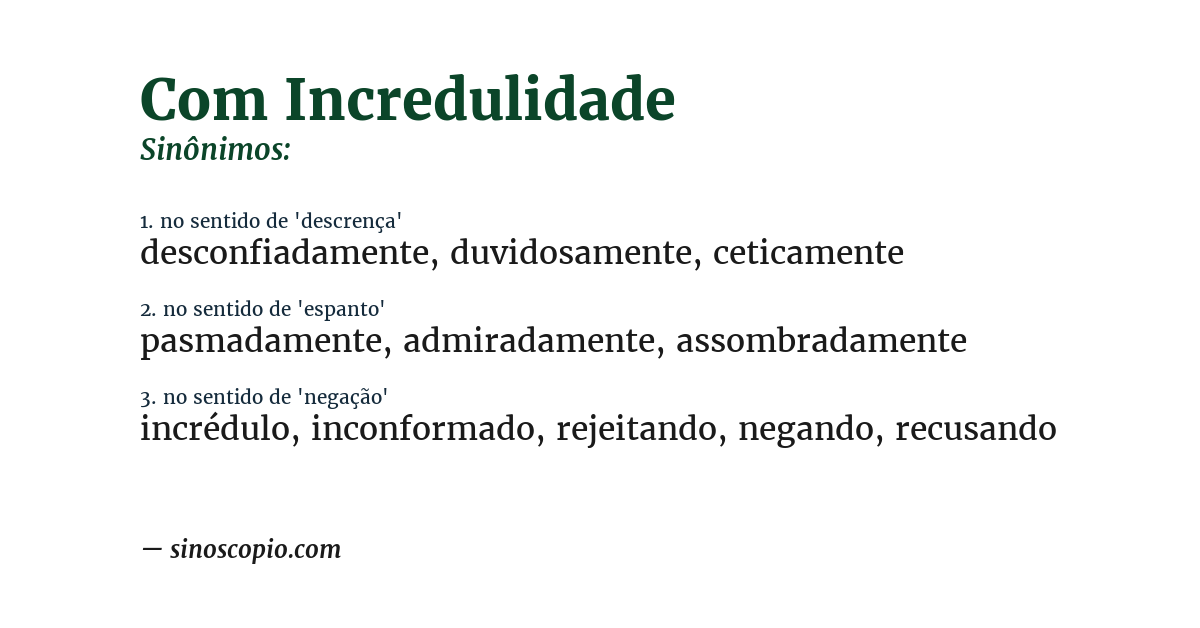Sinônimo de com incredulidade