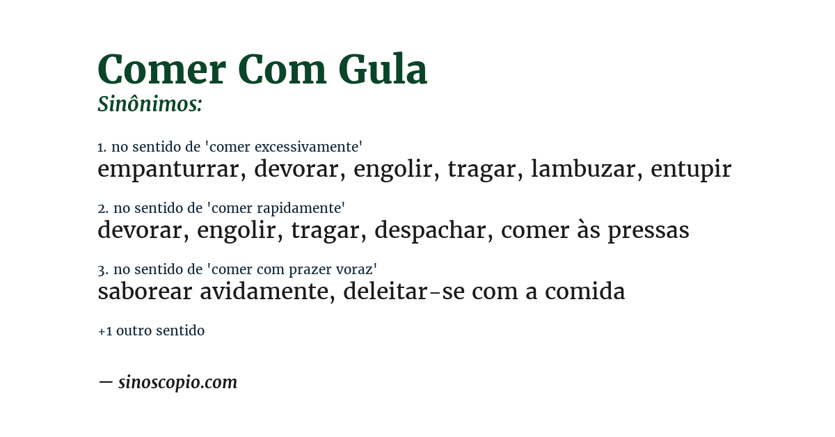 Sinônimo de comer com gula