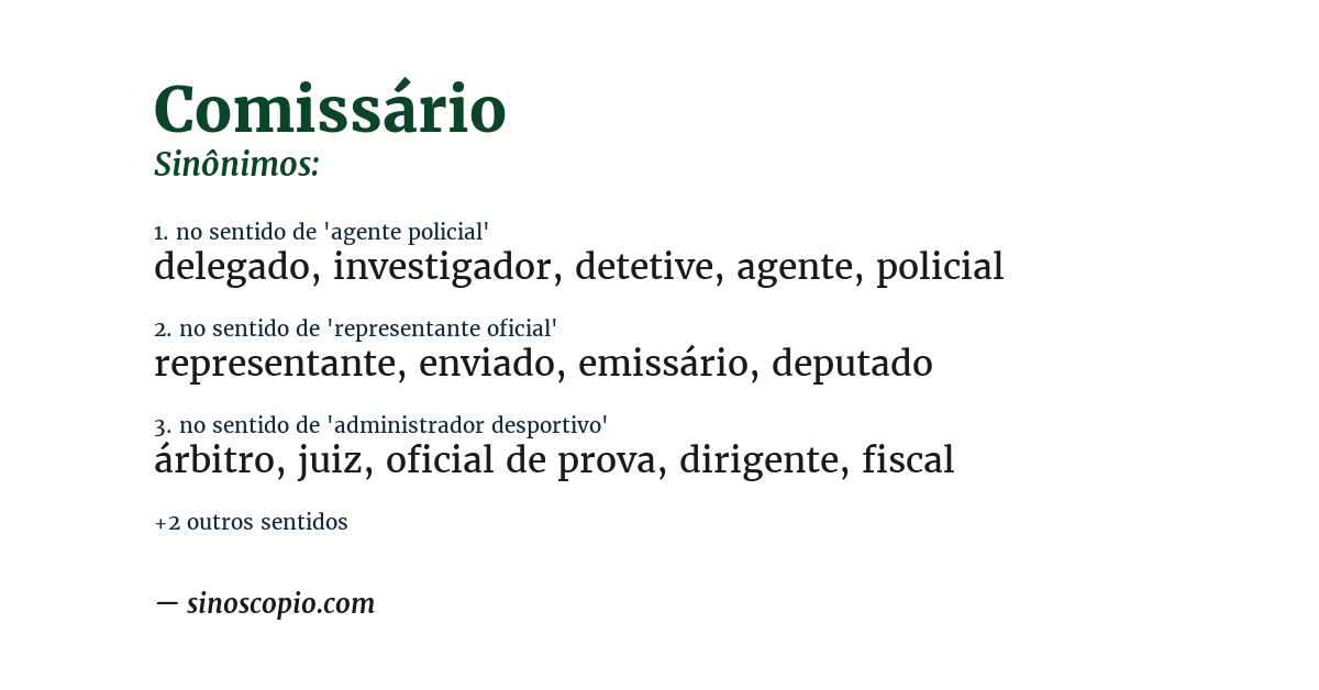 Sinônimo de comissário