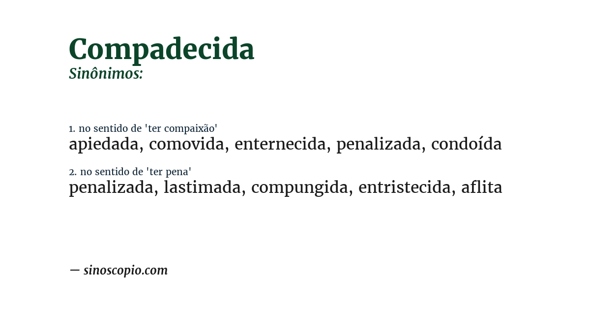 Sinônimo de compadecida