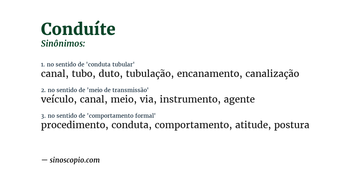 Sinônimo de conduíte