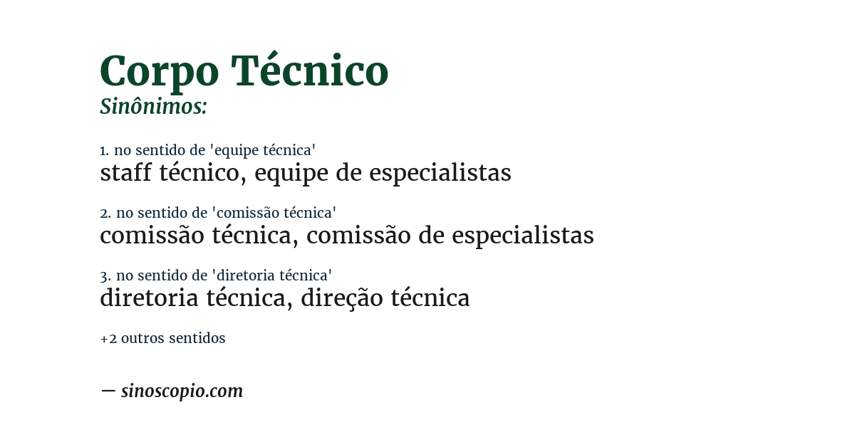 Sinônimo de corpo técnico