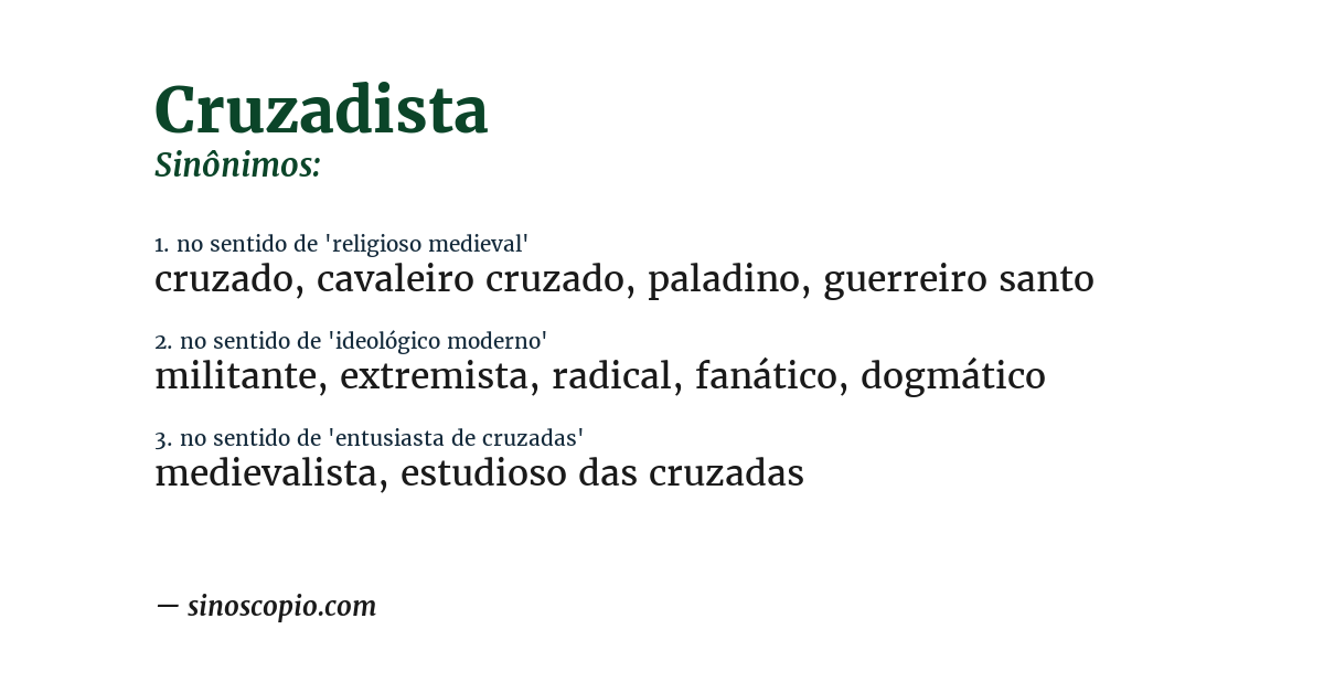 Sinônimo de cruzadista
