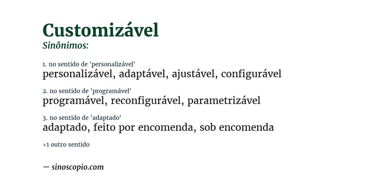 Sinônimo de customizável